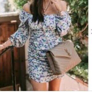 Amaryllis mini floral rushed Women dress cottage-core coquette casual y2k gray L